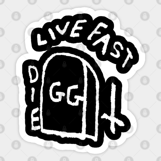 GG Allin Live Fast Die tattoo Sticker by GuitarManArts